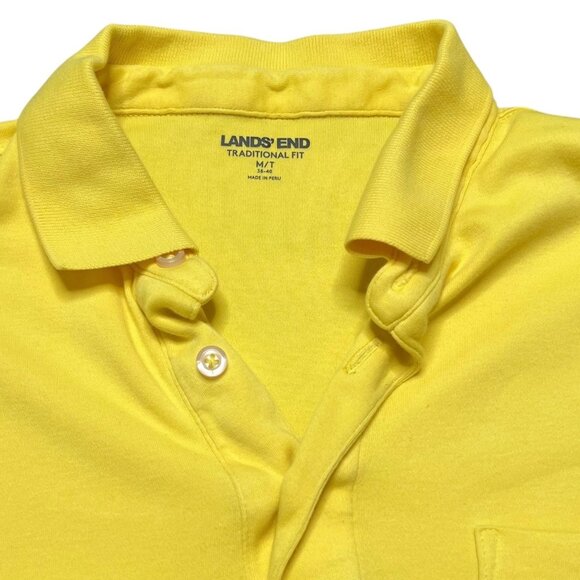 Lands' End Polo Shirt Mens Size M Tall Yellow Traditional Fit 100% Cotton - Picture 2 of 3